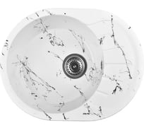 Мойка из искусственного камня WISENT для кухни Мрамор Бело-черный (БЕЛАРУСЬ) 570x440x220 WA03-12/WGER013