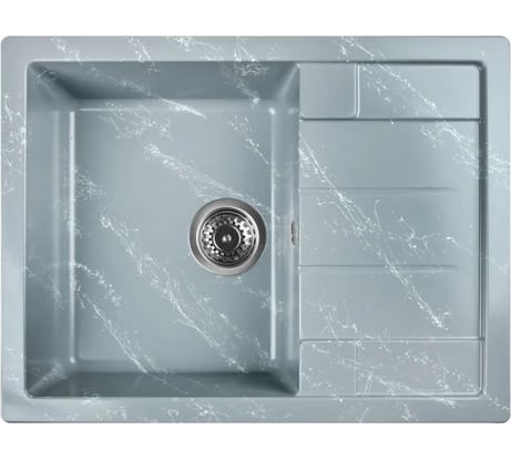 Мойка из искусственного камня WISENT для кухни Мрамор Серо-белый (БЕЛАРУСЬ) 500x650x220 WB22-17/WGER013