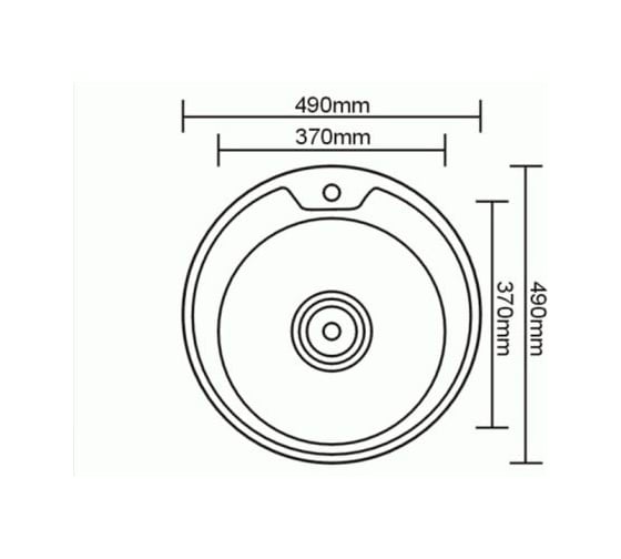 Мойка sinklight нержавеющая сталь, врезная,  круг Ø490 0.8/180 выпуск 3 1/2" глянец 72014