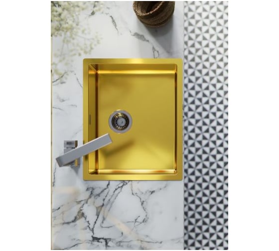 Мойка ALVEUS QUADRIX MONARCH 50 GOLD 550х450х200 мм, в комплекте с выпуском, без сифона 1103382