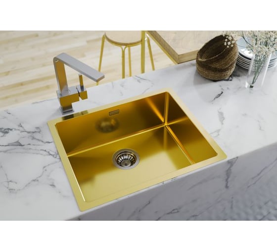 Мойка ALVEUS QUADRIX MONARCH 50 GOLD 550х450х200 мм, в комплекте с выпуском, без сифона 1103382
