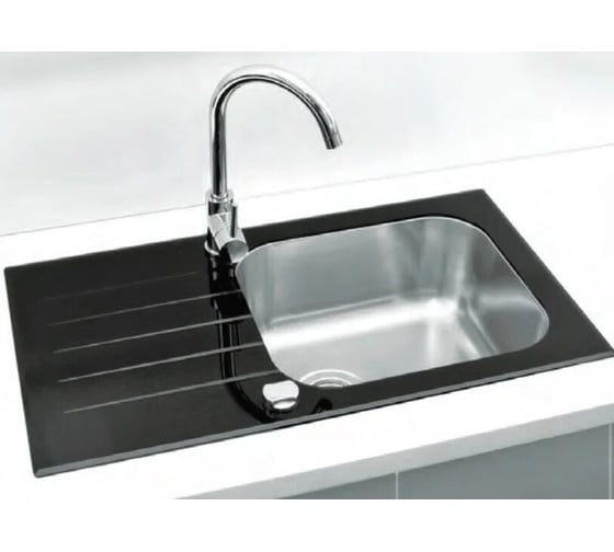 Мойка ALVEUS VITRO 20 RAL9005-90 черная, 780х430 мм, с сифоном клапан-автомат 1058656 1114558
