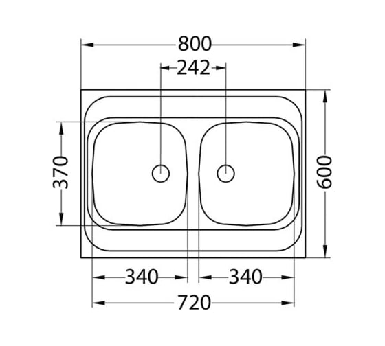 Мойка ALVEUS CLASSIC 40 NAT 800х600 мм, 2X в комплекте с сифоном 1071240 1009078