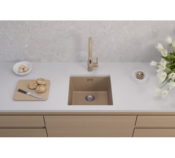 Мойка для кухни ALVEUS OMNI 20 GRANITAL BEIGE-G55 450x450x198 мм, с сифоном 1150047