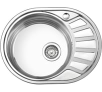 Мойка врезная овальная Ledeme L75745-6L 570х450х170 мм (0,6мм), выпуск 3 1/2", левая, матовая 869456