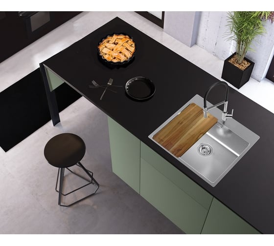 Мойка для кухни ALVEUS NOX 120 BRS 540x515x200 в комплекте с интегрированным сифоном 1149937