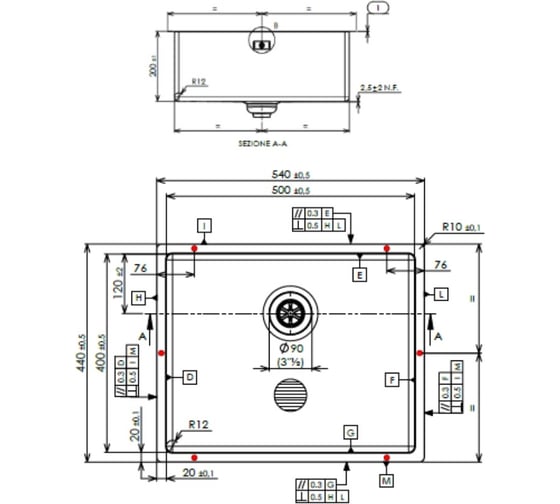 Мойка для кухни ALVEUS NOX 50 BRS 540x440x200 в комплекте с интегрированным сифоном 1149926