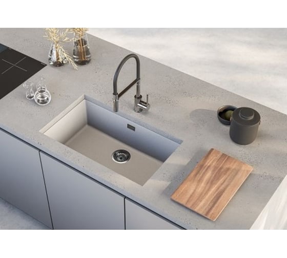 Мойка для кухни ALVEUS OMNI 40 GRANITAL CONCRETE-G81 750x450x198 с сифоном 1150059