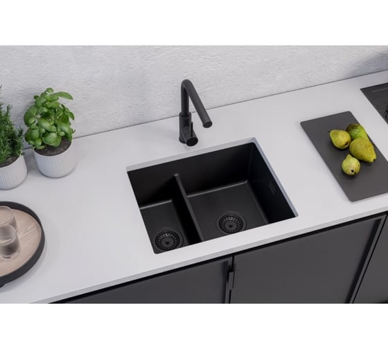 Мойка для кухни ALVEUS OMNI 50 GRANITAL DEEP BLACK-G90 BE 550x450x198 мм, с сифоном 1150071