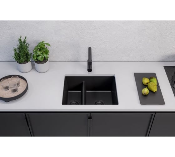 Мойка для кухни ALVEUS OMNI 50 GRANITAL DEEP BLACK-G90 BE 550x450x198 мм, с сифоном 1150071