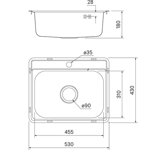 Мойка IDDIS Basic нержавеющая сталь, полированная, 530х430 мм BAS53P0i77