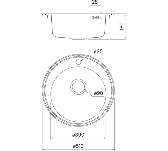 Мойка IDDIS Basic нержавеющая cталь, полированная, D510 BAS51P0i77