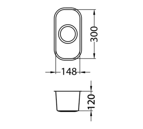 Мойка ALVEUS VARIANT 110 SAT 148х300х120 мм, в комплекте с сифоном 1102384 1079965