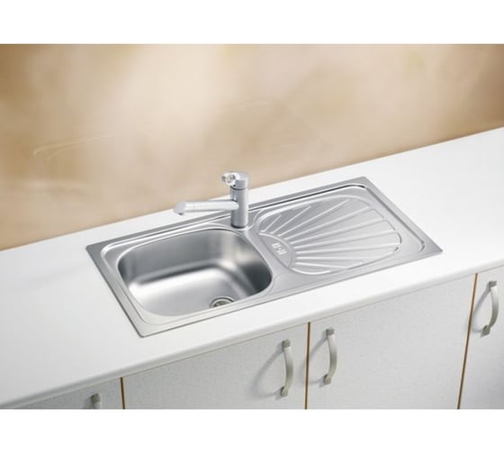 Мойка ALVEUS BASIC 80 NAT-60 860х435 мм, в комплекте с сифоном 1071237 1008844