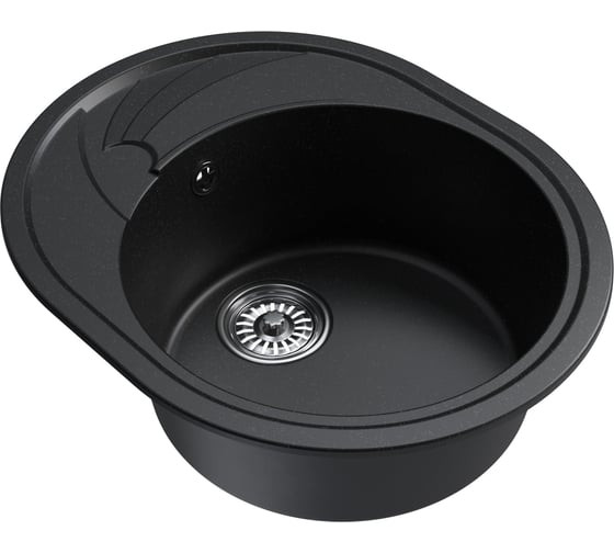Мойка MIXLINE ML-GM17 овальная с крылом, ультра-черная 344, 580*470*180мм 551946