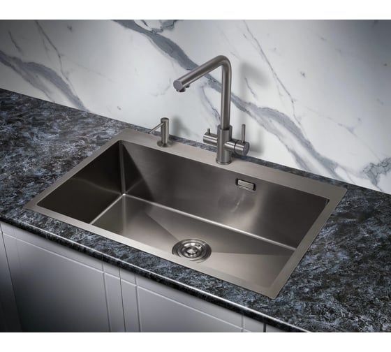 Мойка для кухни MILACIO Denia 750 Steel сталь воронёная MC.77509
