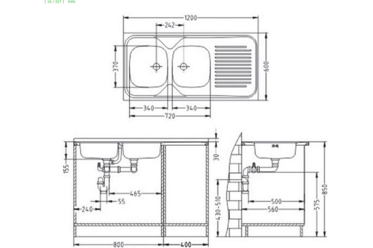 Мойка ALVEUS CLASSIC 100 NAT-60 1200х600 мм, 2X левая, в комплекте с ...
