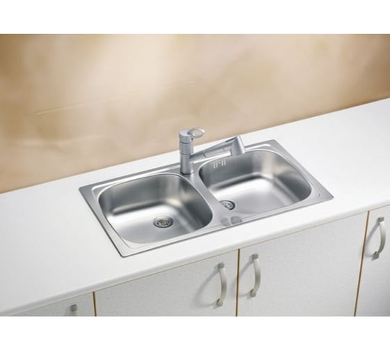 Мойка ALVEUS BASIC 160 NAT-60 780х435 мм, 2X в комплекте с сифоном 1071240 1039144
