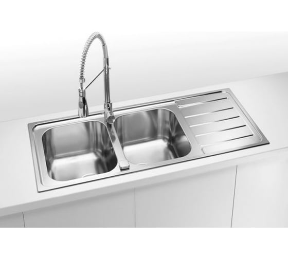 Мойка ALVEUS LINE MAXIM 100 SAT-90 1165х505 мм, 2X  в комплекте с сифоном 1127257 1087975