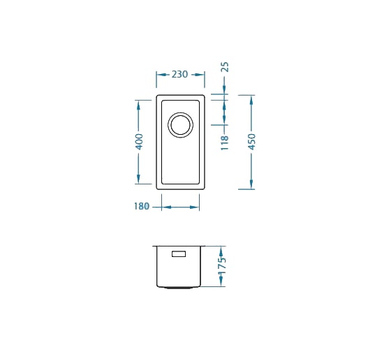 Мойка ALVEUS QUADRIX 10 BRS-90 230х450х175 мм, в комплекте с сифоном 1102384 1102602