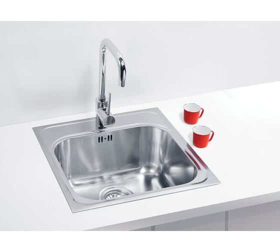 Мойка ALVEUS BASIC 140 NAT-90 465х465 мм, 1X в комплекте с сифоном 1102384 1100905