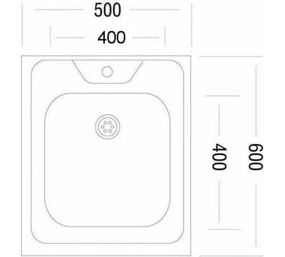 Мойка SINKLIGHT нержавеющая сталь, накладная, прямоугольная 500х600, выпуск малый, без сиофна, матовая 0.4/160 72002