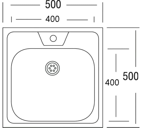 Мойка SINKLIGHT нержавеющая сталь, накладная, квадрат 500х500, без сифона, матовая 0.4/160 72001