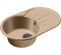 Мраморная мойка GRANFEST RONDO чаша с крылом 750*460 мм топаз GF-R--750L