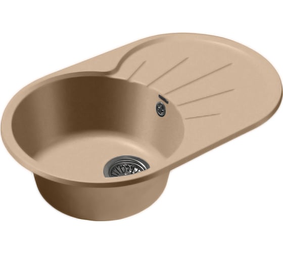 Мраморная мойка GRANFEST RONDO чаша с крылом 750*460 мм топаз GF-R--750L