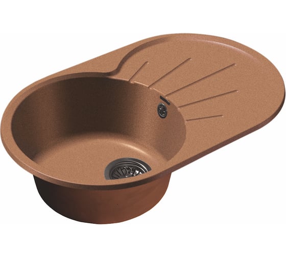 Мраморная мойка GRANFEST RONDO чаша с крылом 750*460 мм терракот GF-R--750L 1