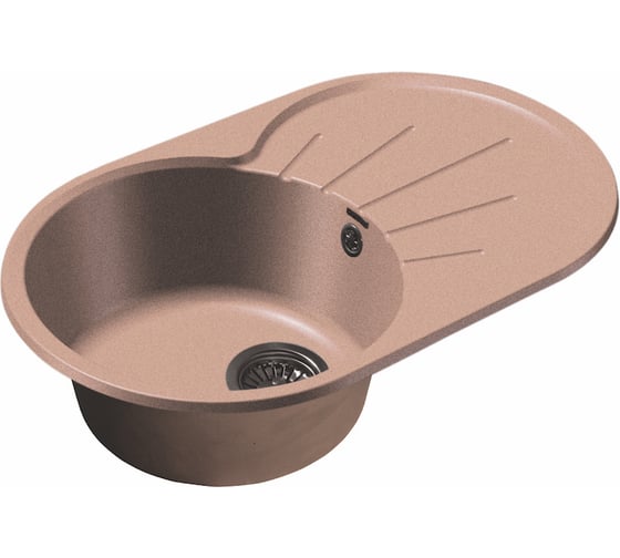 Мраморная мойка GRANFEST RONDO чаша с крылом 750*460 мм светло-розовый GF-R--750L 1