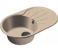 Мраморная мойка GRANFEST RONDO чаша с крылом 730*460 мм бежевый GF-R--730L