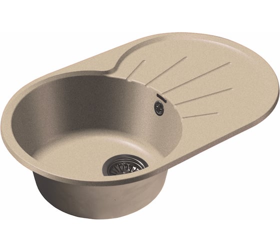 Мраморная мойка GRANFEST RONDO чаша с крылом 730*460 мм бежевый GF-R--730L