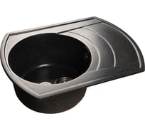 Мраморная мойка GRANFEST RONDO чаша с крылом 650*500 мм черный GF-R--650L