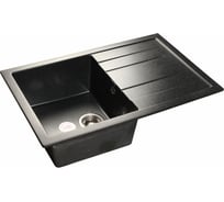 Мойка GRANFEST QUADRO GF-Q-780L мрамор, чаша с крылом, 770х495 мм, черный Q-780 L чер