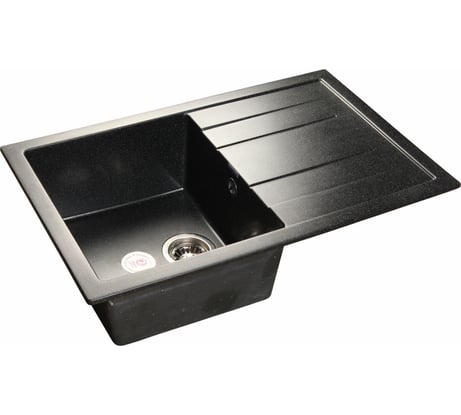 Мойка GRANFEST QUADRO GF-Q-780L мрамор, чаша с крылом, 770х495 мм, черный Q-780 L чер