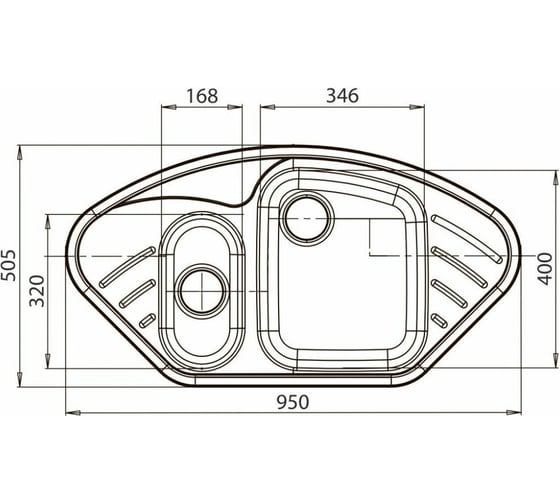 Мойка GRANFEST CORNER GF-C--960E мрамор, угловая, 950х505 мм, терракот C-960 E тер