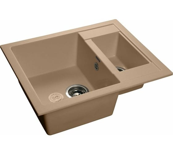 Мойка GRANFEST QUADRO мрамор, 1.5 чаши, 610х500 мм, топаз Q-610 K топ
