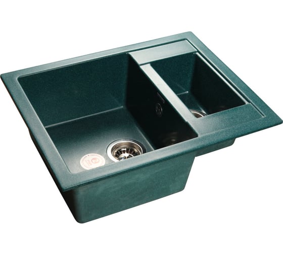 Мойка GRANFEST QUADRO мрамор, 1.5 чаши, 610х500 мм, зеленый Q-610 K зел 1