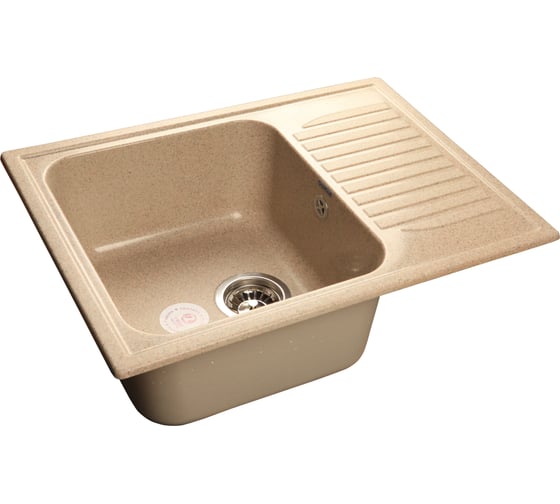 Мойка GRANFEST STANDART GF-S-645L мрамор, чаша с крылом, 645х498 мм, песочный S-645 L пес 1