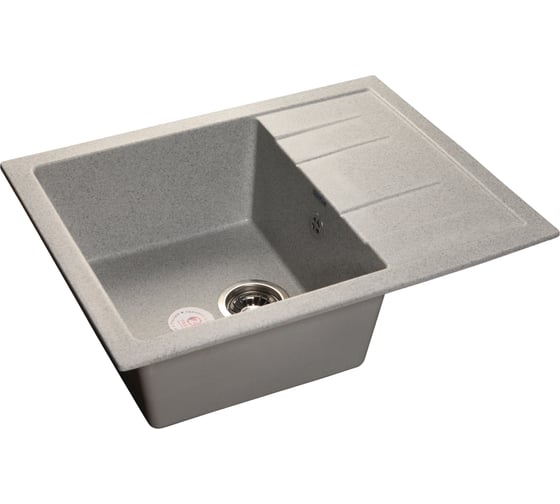 Мойка GRANFEST QUADRO GF-Q-650L мрамор, чаша с крылом, 650х500 мм, серый Q-650 L сер