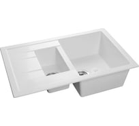 Мойка GRANFEST QUADRO GF-Q-775KL мрамор, 1.5 чаши с крылом, 765х495 мм, иней Q-775 KL иней