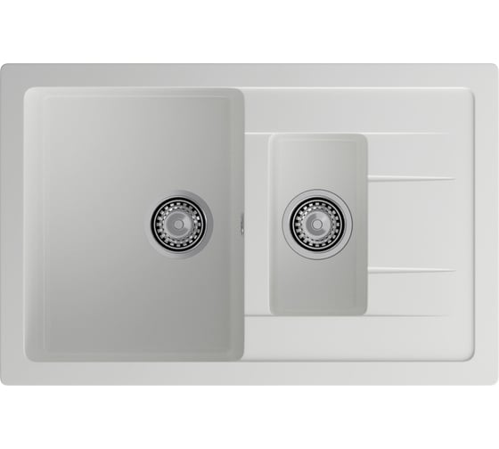 Мойка GRANFEST QUADRO GF-Q-775KL мрамор, 1.5 чаши с крылом, 765х495 мм, иней Q-775 KL иней
