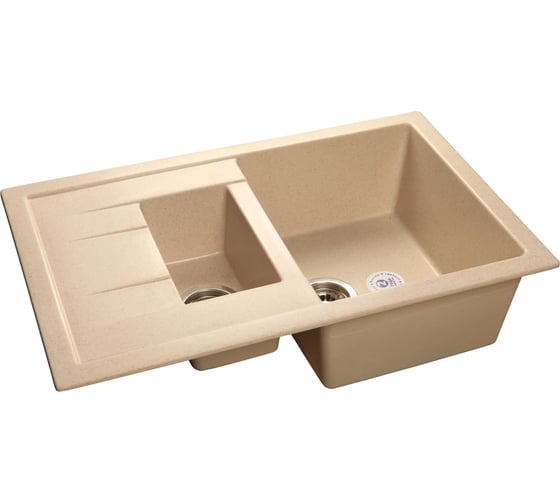 Мойка GRANFEST QUADRO GF-Q-775KL мрамор, 1.5 чаши с крылом, 765х495 мм, бежевый Q-775 KL беж