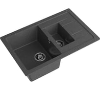 Мойка GRANFEST QUADRO GF-Q-775KL мрамор, 1.5 чаши с крылом, 765х495 мм, графит Q-775 KL граф