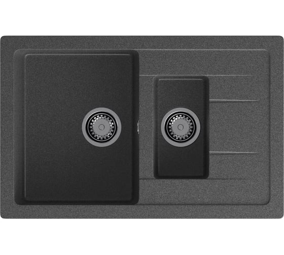 Мойка GRANFEST QUADRO GF-Q-775KL мрамор, 1.5 чаши с крылом, 765х495 мм, графит Q-775 KL граф