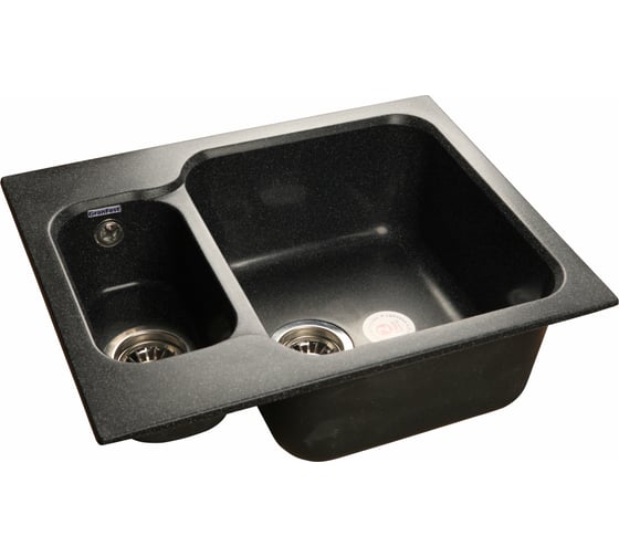 Мойка GRANFEST STANDART GF-S-615K мрамор, 1.5 чаши, 612х495 мм, черный S-615 K чер