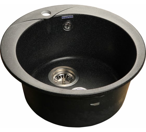 Мойка мрамор GRANFEST RONDO GF-R-480 D=475 мм, черный R-480 чер