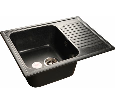 Мойка GRANFEST STANDART GF-S-645L мрамор, чаша с крылом, 645х498 мм, черный S-645 L чер