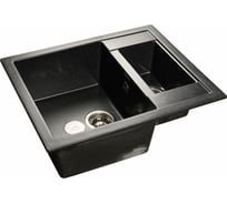 Мойка GRANFEST QUADRO мрамор, 1.5 чаши, 610х500 мм, черный Q-610 K чер